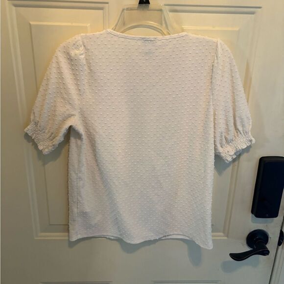 J. Crew Women's White Blouse with Swiss Dot Pattern - Picture 2 of 4